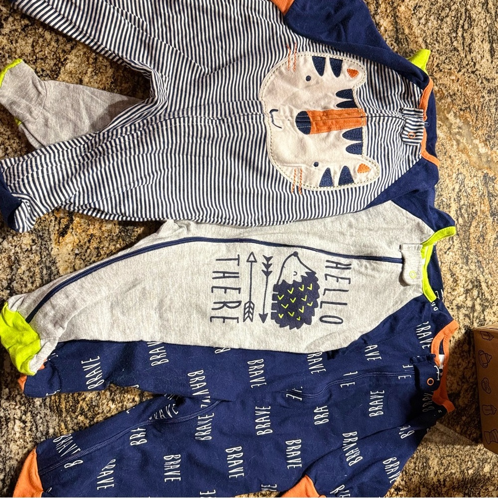 Gerber Kids Footies - Navy, Gray, Orange